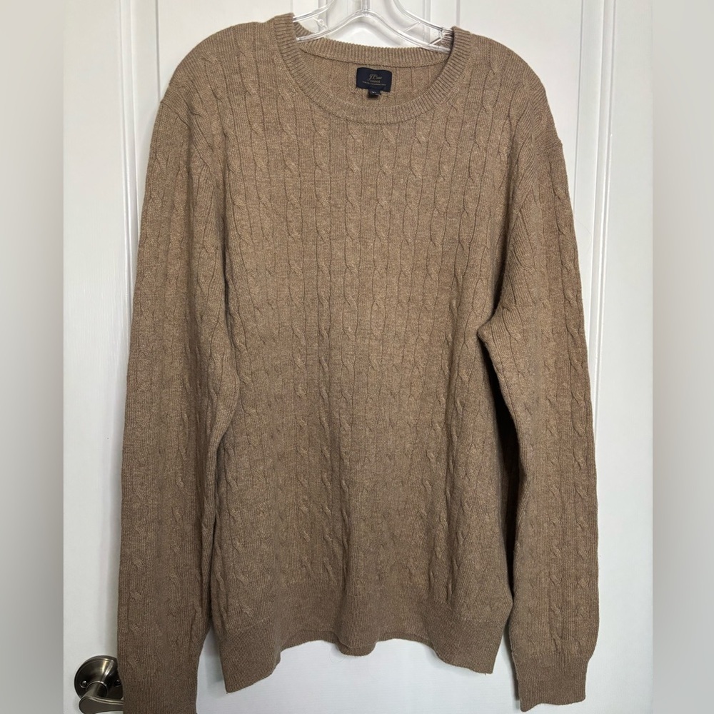 GC JCREW  Men’s Cable Knit Cashmere pullover sweater in Camel size XL